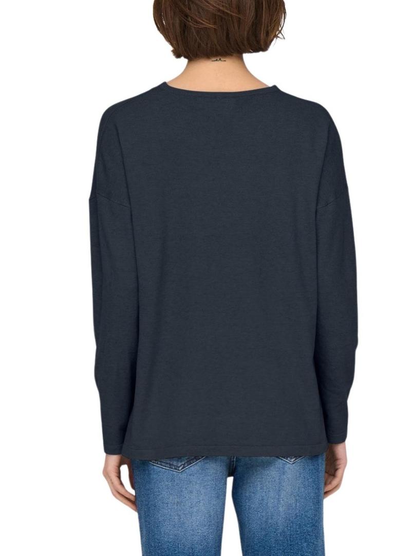 Camisa de manga larga azul marino Malio Only para mulher.