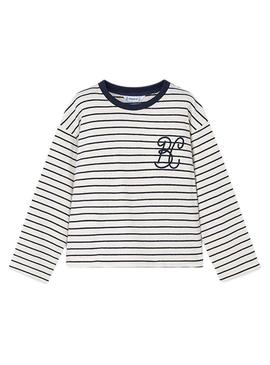 Camiseta Mayoral listras azul marinho para menina