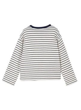 Camiseta Mayoral listras azul marinho para menina
