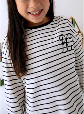 Camiseta Mayoral listras azul marinho para menina