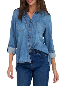 Camisa Only Yasmin em denim leve para mulher