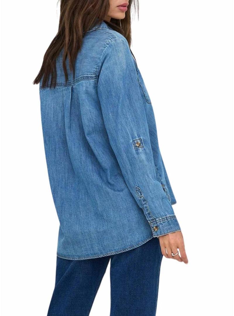 Camisa Only Yasmin em denim leve para mulher