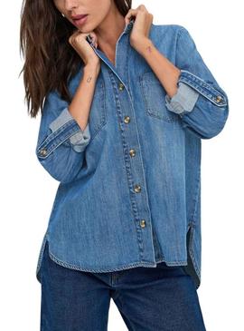 Camisa Only Yasmin em denim leve para mulher