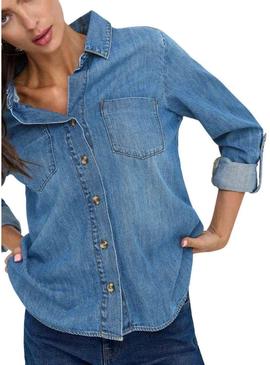 Camisa Only Yasmin em denim leve para mulher