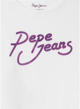 Camisa Pepe Jeans Avani branca para menina.