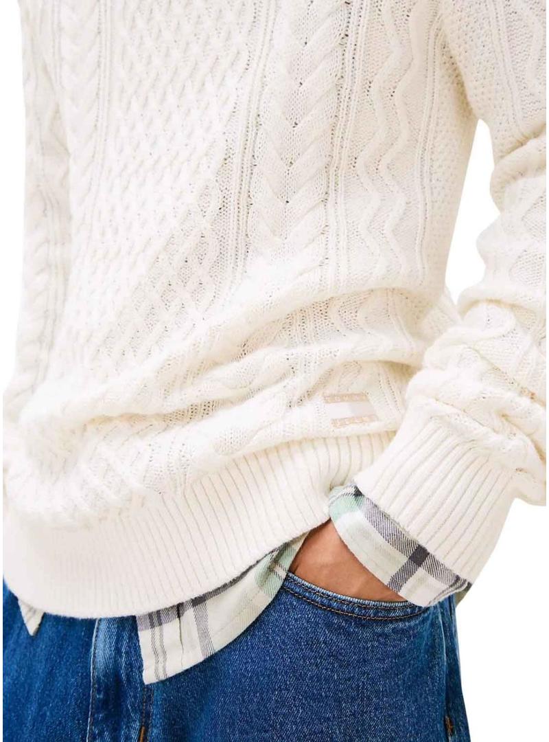 Camisola Tommy Jeans Cable branca para homem