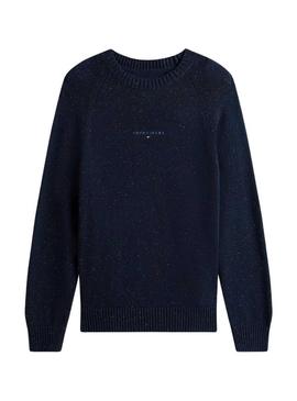 Camisola Tommy Jeans Slim Linear Logo azul marinho para homem.