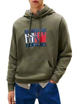 Moletom Tommy Jeans Flag verde para homem