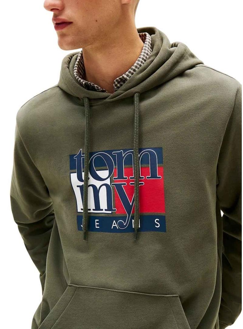 Moletom Tommy Jeans Flag verde para homem