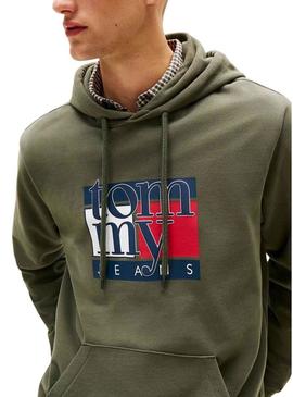 Moletom Tommy Jeans Flag verde para homem