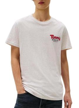 Camiseta Tommy Jeans Font Play cinza para homem.
