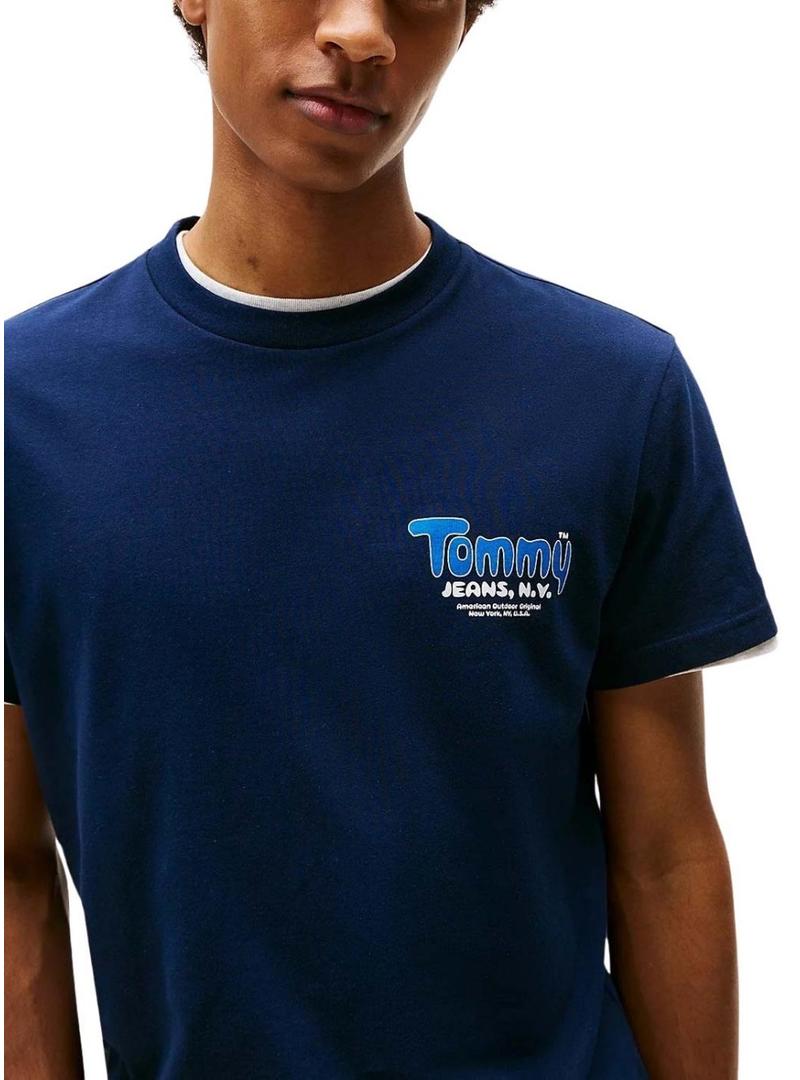 Camiseta Tommy Jeans Font Play azul marinho para homem