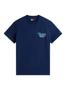 Camiseta Tommy Jeans Font Play azul marinho para homem