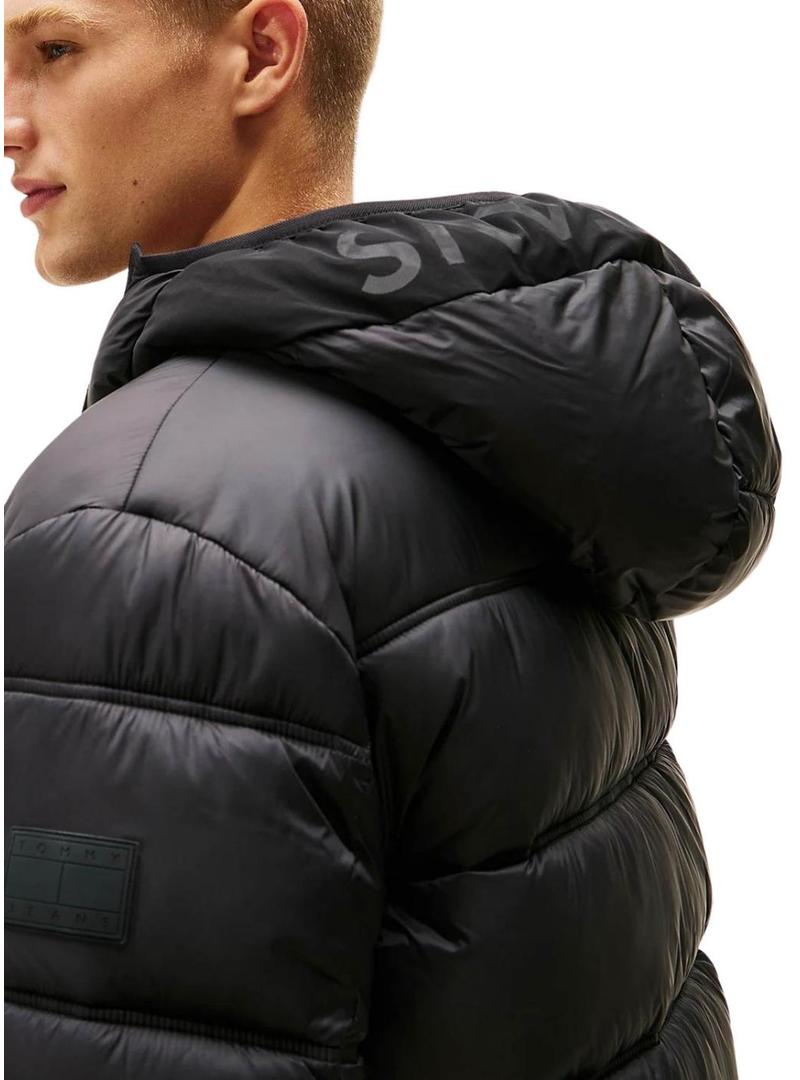 Jaqueta Tommy Jeans com capuz e logo preto para homem.
