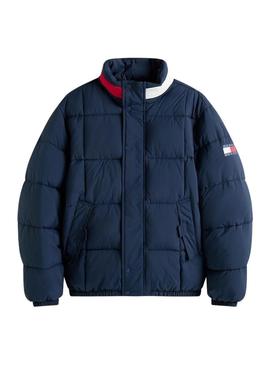 Colete Tommy Jeans DNA azul marinho com gola para homem.