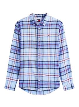 Camisa Tommy Jeans Flannel azul para homem