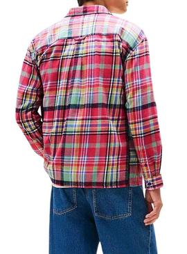 Camisa de flanela rosa de utilidad Tommy Jeans para homem.