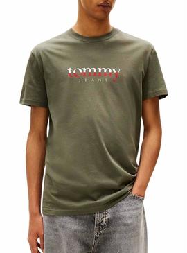 Camisa Tommy Jeans DNA verde para homem.