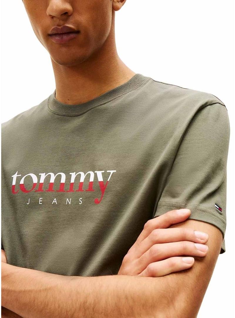 Camisa Tommy Jeans DNA verde para homem.