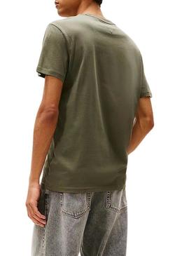 Camisa Tommy Jeans DNA verde para homem.