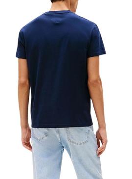Camiseta Tommy Jeans DNA azul marinho para homem.
