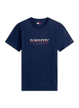 Camiseta Tommy Jeans DNA azul marinho para homem.