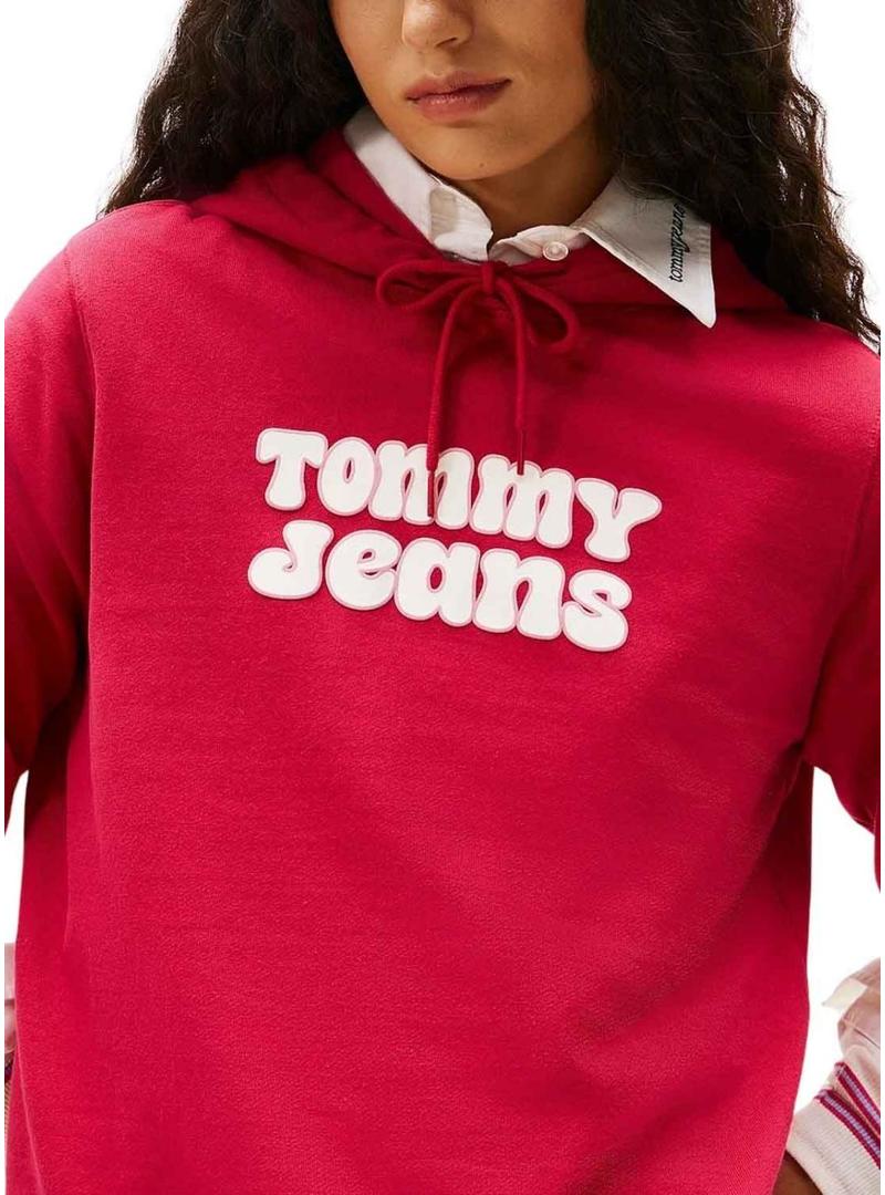 Moletom Tommy Jeans com logotipo vermelho para mulher.