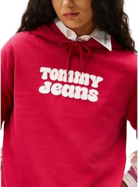 Moletom Tommy Jeans com logotipo vermelho para mulher.