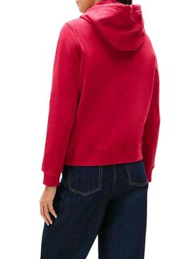 Moletom Tommy Jeans com logotipo vermelho para mulher.