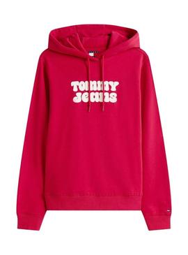 Moletom Tommy Jeans com logotipo vermelho para mulher.