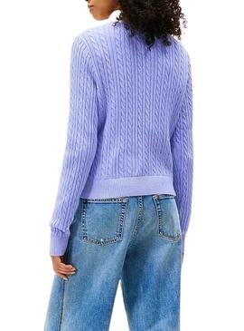 Camisola Tommy Jeans Cable azul para mulher.