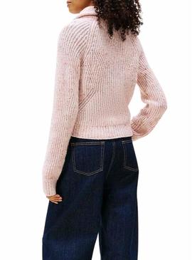 Camisola Tommy Jeans Zip rosa para mulher