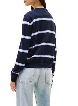 Camisa listrada azul marinho Tommy Jeans para mulher.