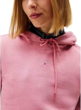 Moletom Tommy Jeans Linear Hoodie rosa para mulher