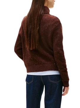 Camisola de gola alta marrom Tommy Jeans para mulher.