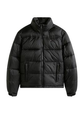 Jaqueta acolchoada Tommy Jeans Hidden Hood preta para mulher.