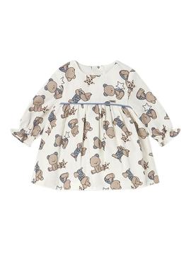 Vestido Mayoral com estampas de ursos para recém-nascida.