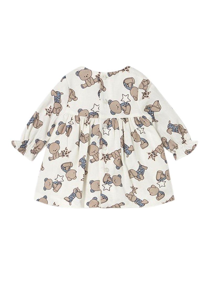 Vestido Mayoral com estampas de ursos para recém-nascida.