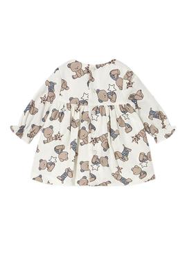 Vestido Mayoral com estampas de ursos para recém-nascida.