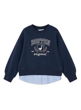 Suéter Mayoral combinado marinho para menina