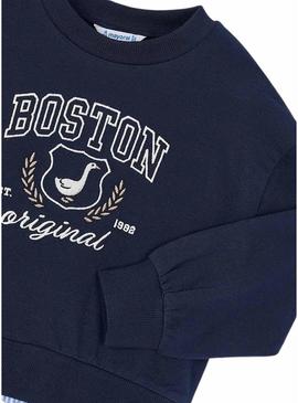 Suéter Mayoral combinado marinho para menina