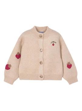 Casaco Mayoral tricô fantasia bege para menina