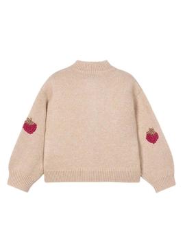 Casaco Mayoral tricô fantasia bege para menina