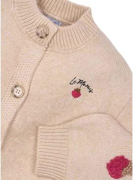 Casaco Mayoral tricô fantasia bege para menina
