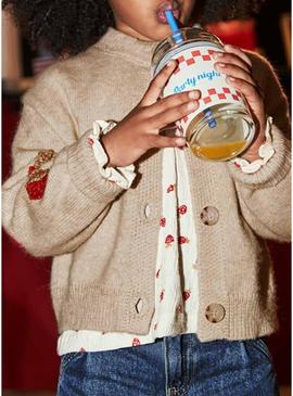 Casaco Mayoral tricô fantasia bege para menina