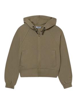 Moletom com zíper verde Mayoral para menina.