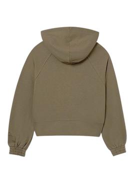 Moletom com zíper verde Mayoral para menina.