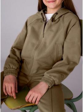 Moletom com zíper verde Mayoral para menina.