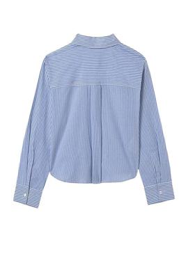 Camisa Mayoral bolso listrado azul para menina