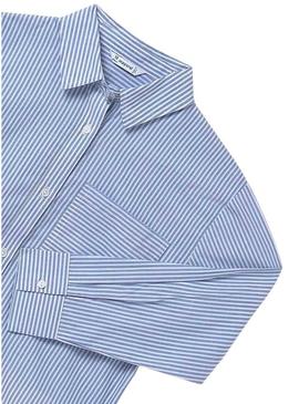 Camisa Mayoral bolso listrado azul para menina